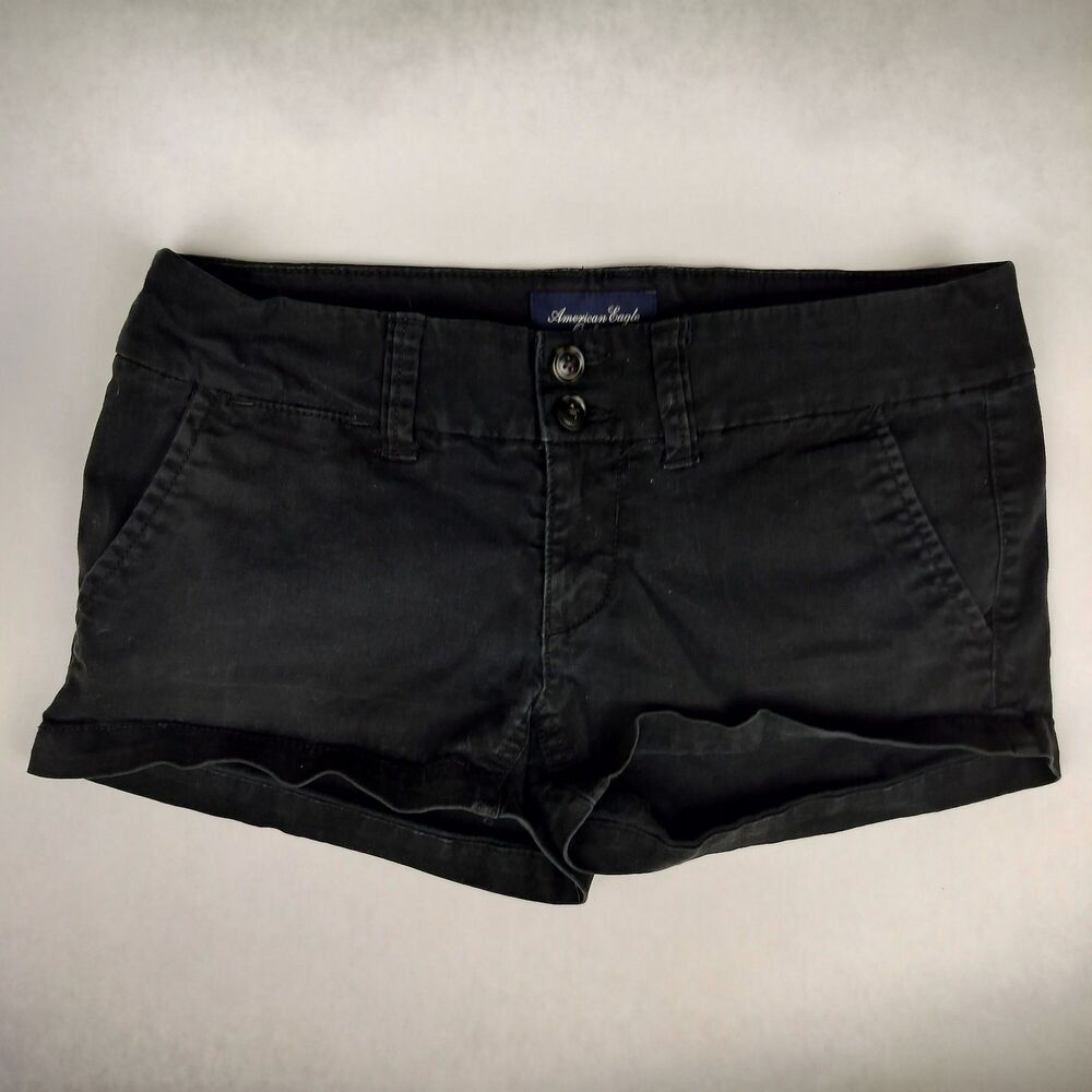 American Eagle Outfitters Women's Black Stretch Cotton Blend Shorts Size 00 - Picture 1 of 11